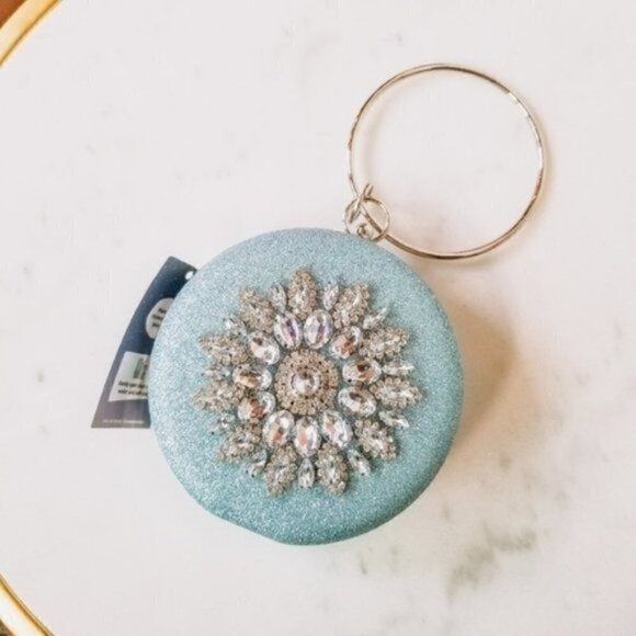 Most Wanted Rhinestone Circle Bag Blue Glitter - Picture 2 of 5
